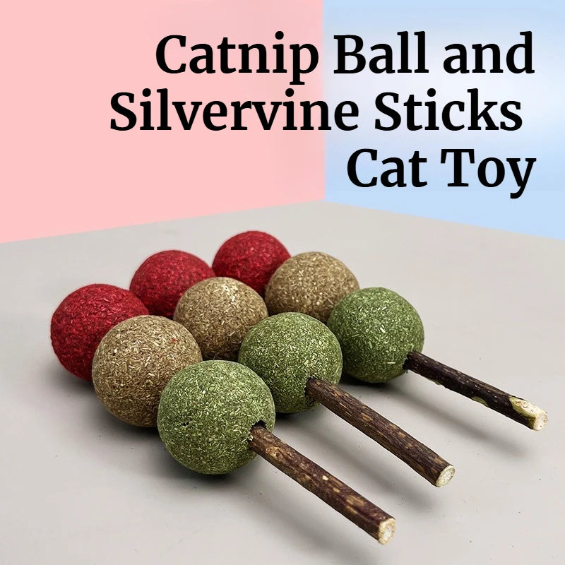 Catnip Ball Stick Cat Grass Lick Toy — Dental Treat & Self-Entertainment Chew Toy