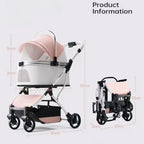 Multifunctional Foldable Pet Buggy with Detachable Carrier for Dogs
