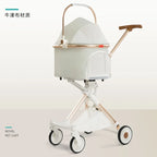 White High-View One-Click Foldable Pet Stroller for Small & Medium Dogs