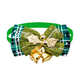 Christmas Bow Tie Collar with Bell (Red & Plaid Design)