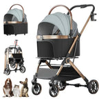 4-Wheel Foldable Pet Stroller with Detachable Carrier for Dogs & Cats — Max 45 lbs