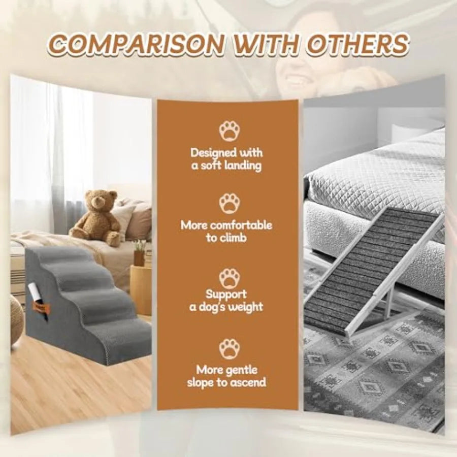 Non-Slip Waterproof Pet Stairs Ramp for Beds & Couches