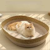 Portable Rattan & Seagrass Cat Bed Nest, All-Season