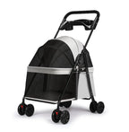 4-Wheel Foldable Pet Stroller Trolley with Cage & Cup Holder for Dogs & Cats — Outdoor Carrier