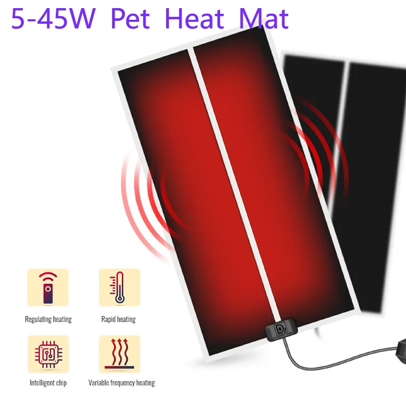 Adjustable Reptile Heating Mat — Far-Infrared Pad, 5W-45W, Temp Controlled