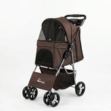 Lightweight One Click Foldable Pet Stroller for Small Medium Dogs Cats Universal Outdoor Walking Travel Carrier Push Cart