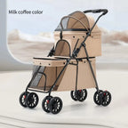 Foldable Lightweight Pet Stroller for Cats & Small Dogs with Safety Belt — Portable Outdoor Carrier