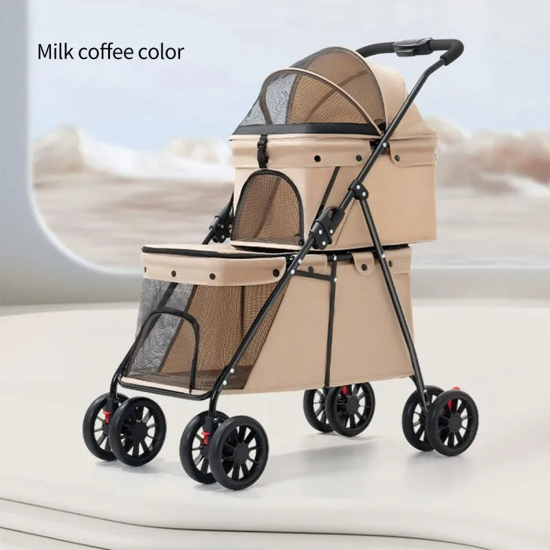 Foldable Lightweight Pet Stroller for Cats & Small Dogs with Safety Belt — Portable Outdoor Carrier