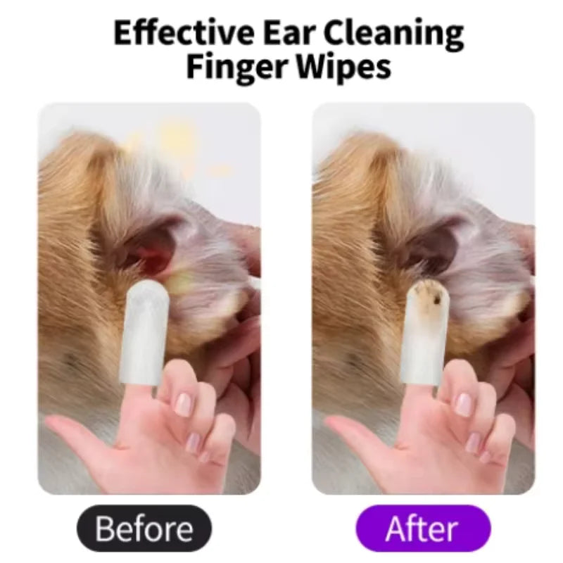 Disposable Ear Cleaning Finger Wipes — Ear Mite Control for Pets