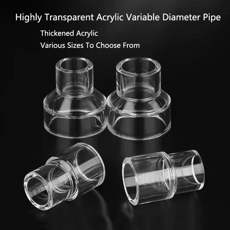 Acrylic Aquarium Pipe Variable Diameter Connectors (Transparent, DIY Fittings)