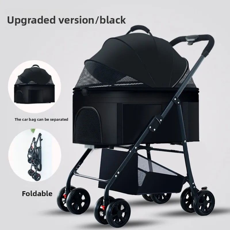 3-in-1 Pet Stroller & Wagon with Removable Carrier for Medium Dogs Up to 55 lbs — Foldable Travel System