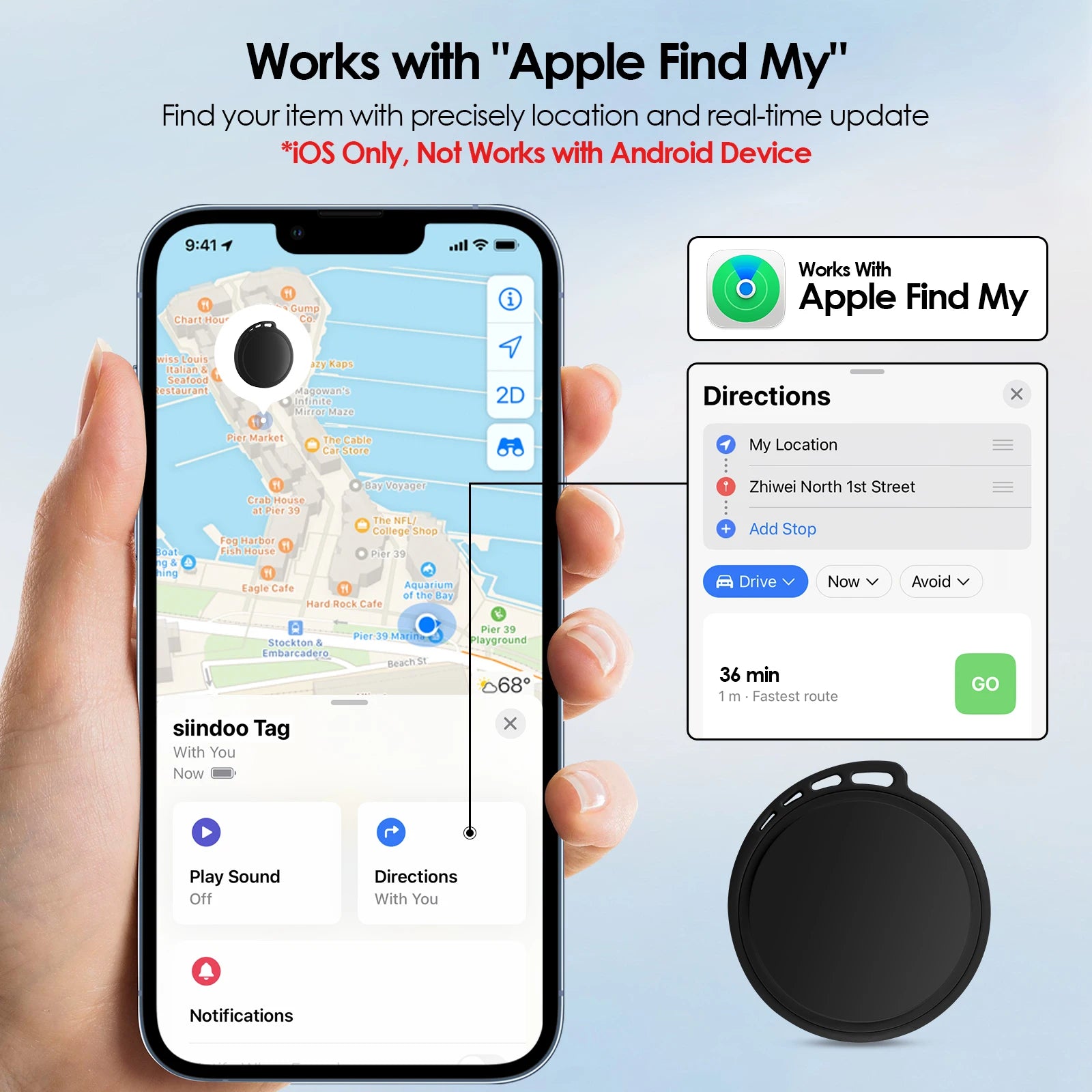 AirTag Compatible Anti-Loss GPS Tracker for Pets, Cars & Kids