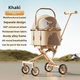 Rose Gold Pet Stroller Fashion Lightweight Foldable Detachable Carrier Bag Dog Cat Travel Cross Border Pet Stroller Dog Trolley