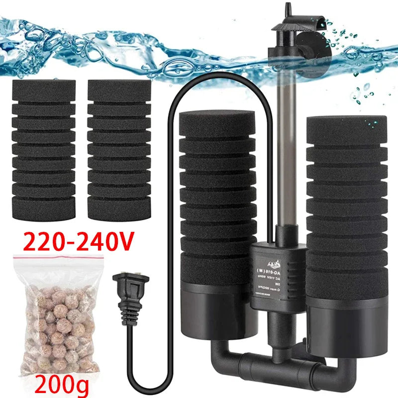 Submersible Aquarium Filter with Bio Media Balls 220V