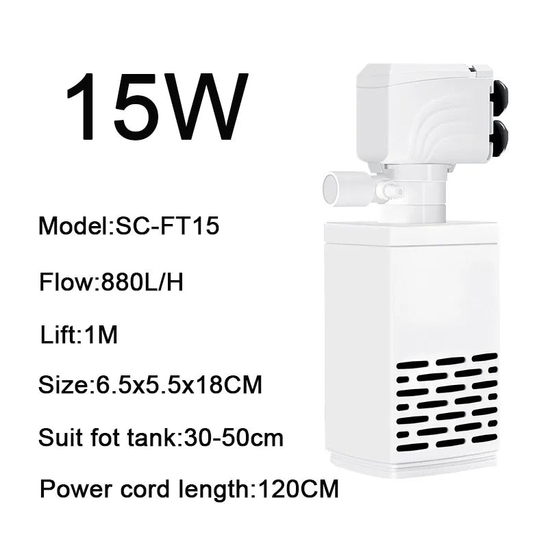 3-in-1 Silent Submersible Aquarium Pump (220V, Wave Maker)