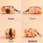 Fruit Pattern Poop Bag Holder (Waterproof, Buckle, Zipper Closure)