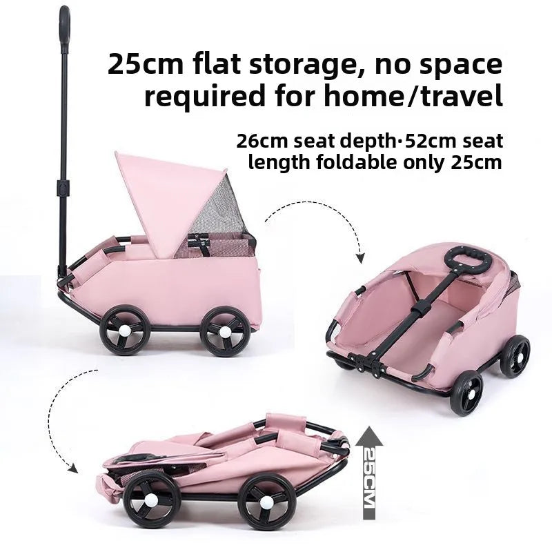 Lightweight Foldable Small Pet Stroller Trolley Bag for Cats & Dogs