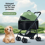 Foldable Pet Stroller with Detachable Cage for Teddy Dogs & Cats — Lightweight Outdoor Travel Trolley