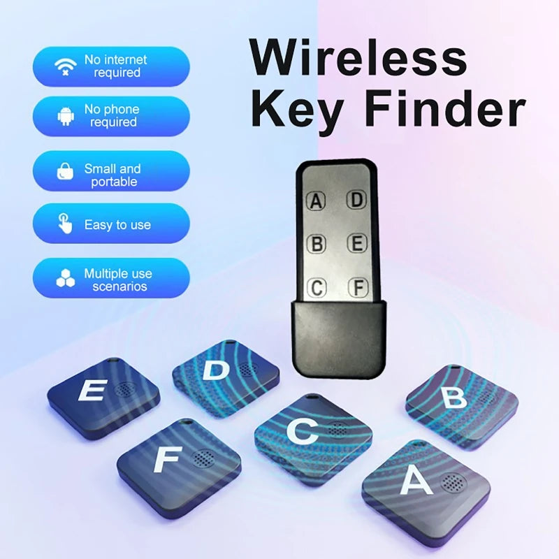 6-Piece Wireless Key Finder Set - One-Touch Anti-Loss Locator for Keys, Pets & Bags