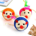 Sisal Feather Mouse Cat Toy Ball with Bell — Interactive Scratching & Chase Toy for Cats