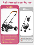 4-Wheel Foldable Pet Stroller with Detachable Carrier & Storage Basket — Max 60 lbs