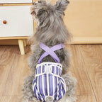Washable Female Dog Diaper with Suspenders (Striped, Breathable)