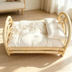 Mini Rattan Cat Bed Frame for Kitten Photo Shoots