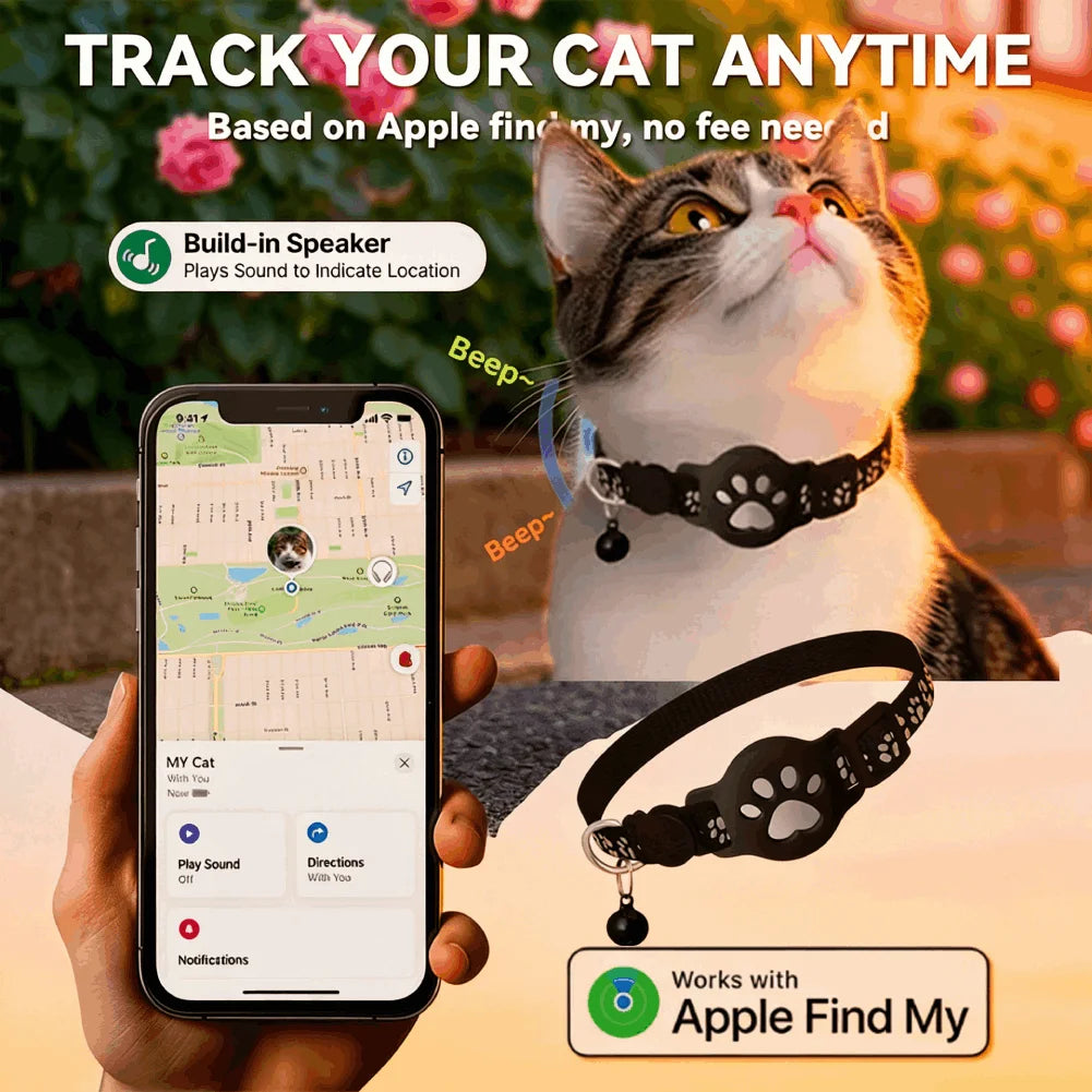 Reflective Waterproof GPS Pet Collar Tracker - Dual iOS & Android Real-Time