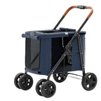 Multifunctional Large-Space Pet Stroller Trolley Case with Wheels for Multiple Pets — Up to 66 lbs