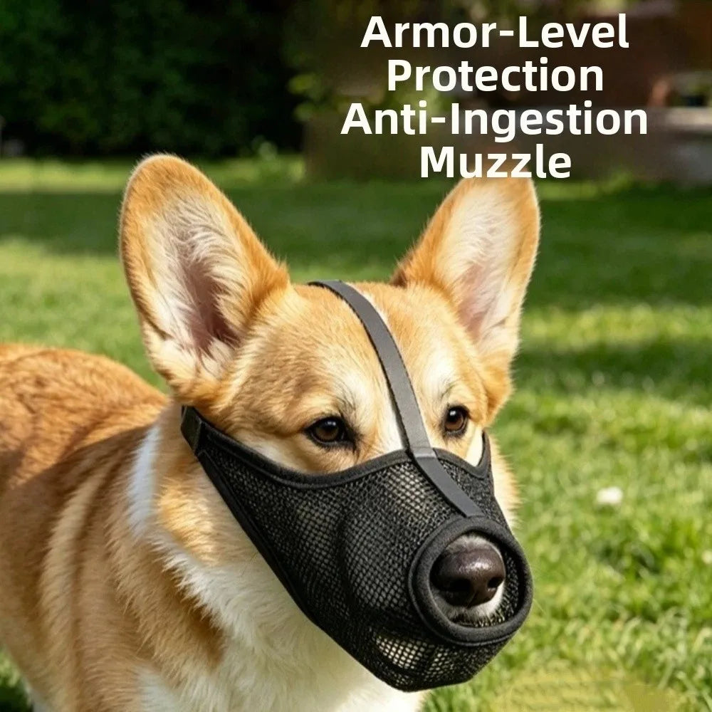 Breathable Mesh PVC Dog Muzzle (Washable, Adjustable, All Breeds)