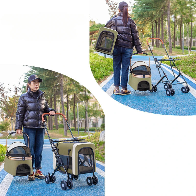 Detachable Double-Decker Cat & Dog Outdoor Stroller — Two-Level