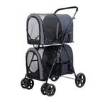 Luxury Double Pet Stroller for Large Dogs & Cats — 4-Wheel Travel Carriage for Two Pets