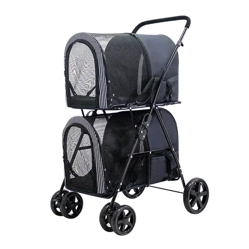 Luxury Double Pet Stroller for Large Dogs & Cats — 4-Wheel Travel Carriage for Two Pets