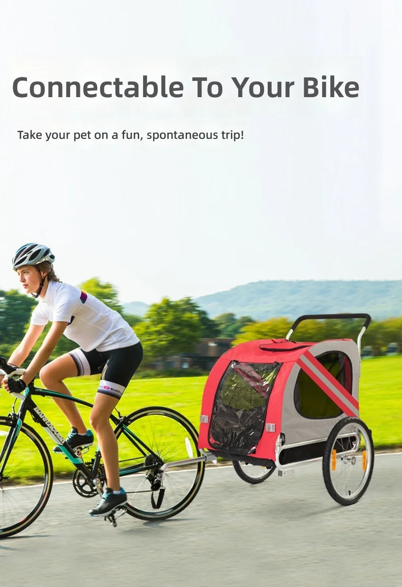 2-in-1 Bike Pet Trailer & Stroller for Dogs & Cats with Large Space — Durable Easy-Ride Carrier