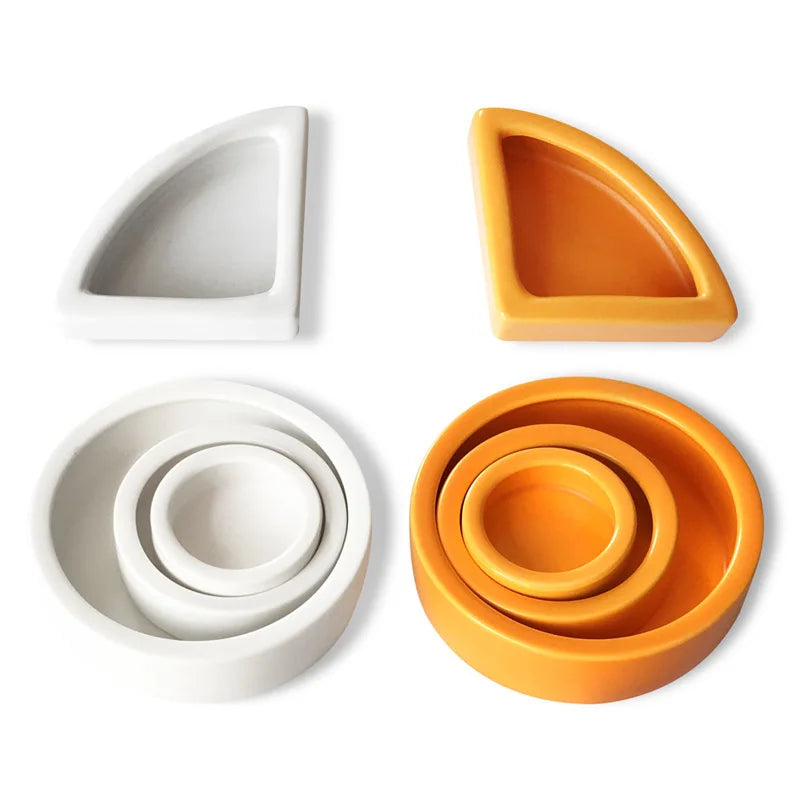 Ceramic Anti-Escape Feeder Bowl — Round & Fan-Shaped Dish for Lizards & Bearded Dragons
