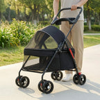 Foldable Compact Ventilated Lightweight Pet Stroller for Cats — Outdoor Walking & Travel