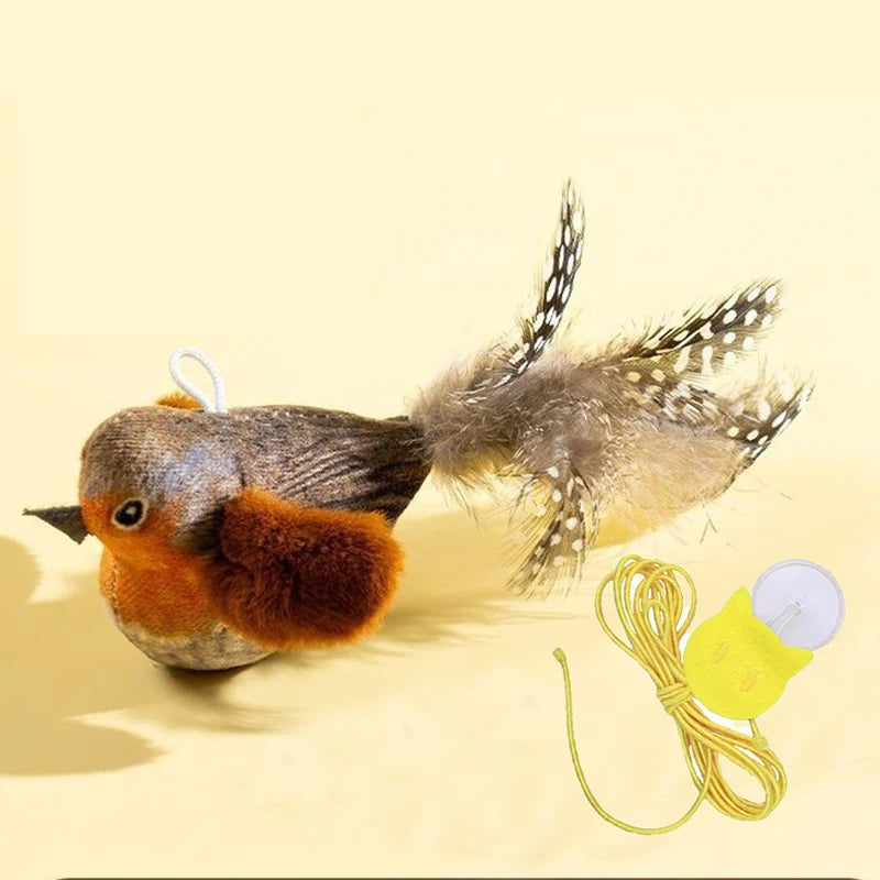 Chirping Plush Bird Hanging Cat Toy