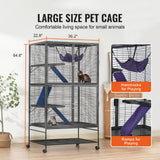 4-Tier Rolling Ferret Cage — Large Critter Cage with Ramps & Hammock