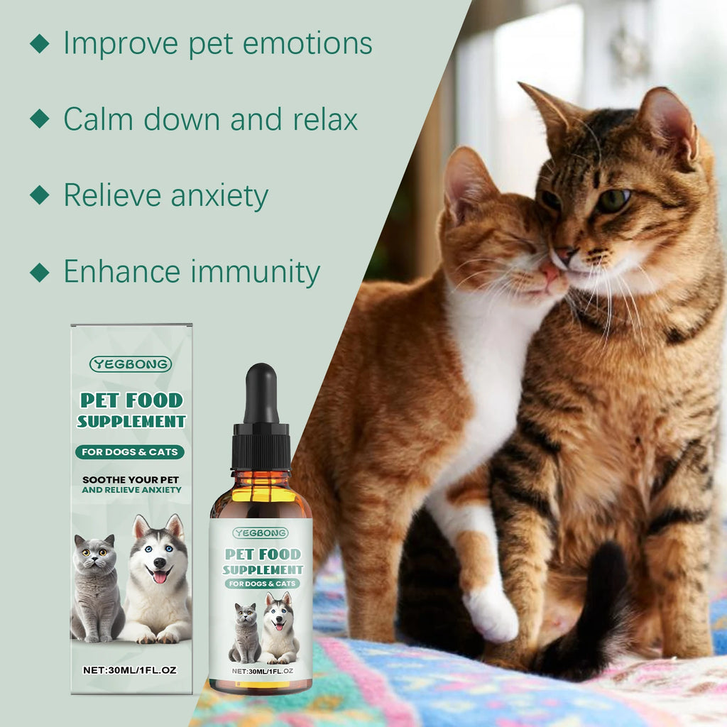 Pet Anxiety-Relief Soothing Drops — Easy-to-Feed Calming Supplement