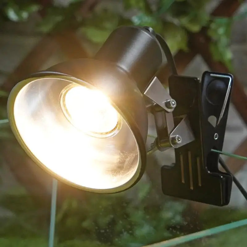 Clip-On Reptile Lamp Holder — Adjustable E27 Basking Fixture