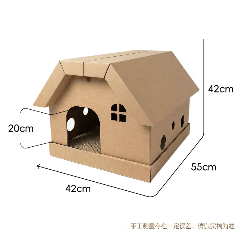 Foldable Corrugated Cardboard Cat House Bed