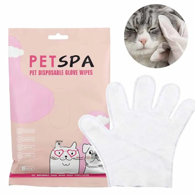 No-Rinse Pet Grooming Gloves — Five-Finger Design for Face, Ears & Paws, 6-Pack