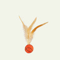 Feather Stick Bouncy Ball Cat Toy with Catnip — Feather Tossing Ball for Interactive Play