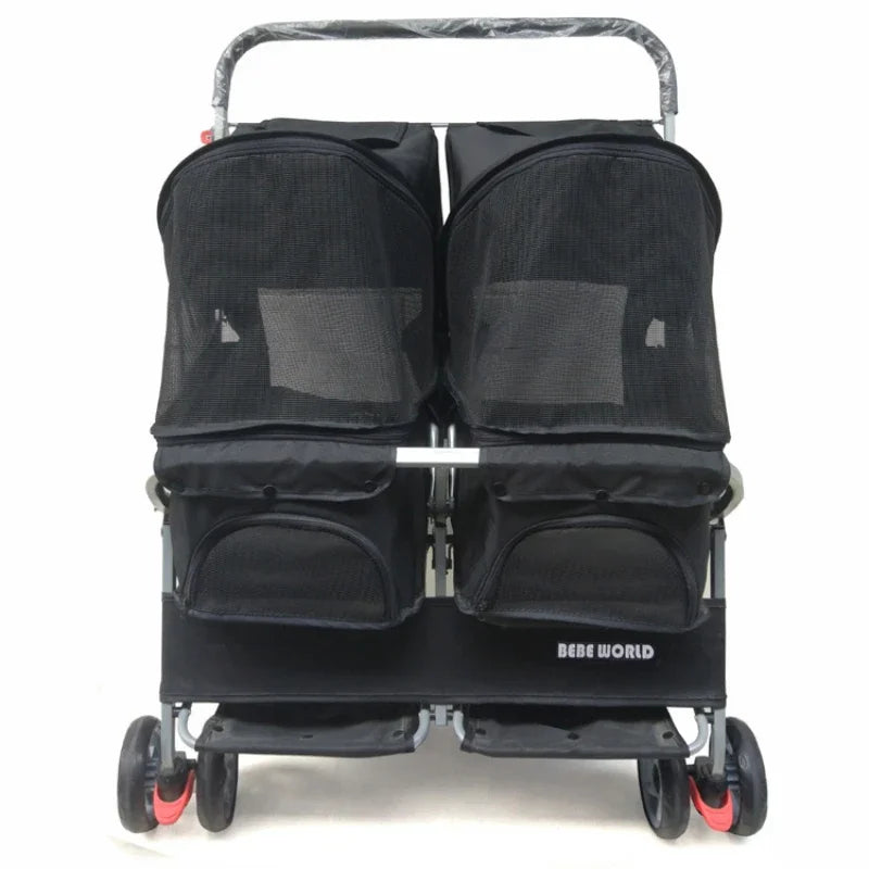 Ultra-Light Two-Seater Pet Buggy with Detachable Washable Interior