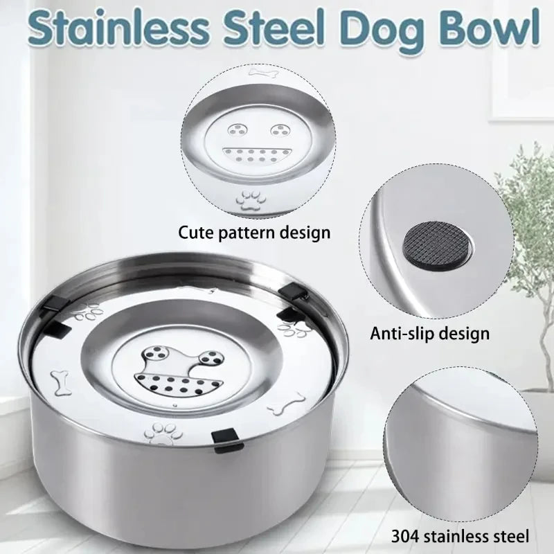 No-Spill Stainless Steel Dog Bowl