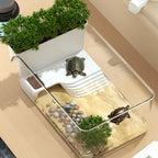 Transparent Turtle Tank with Basking Area — All-in-One Terrarium for Turtles & Crabs