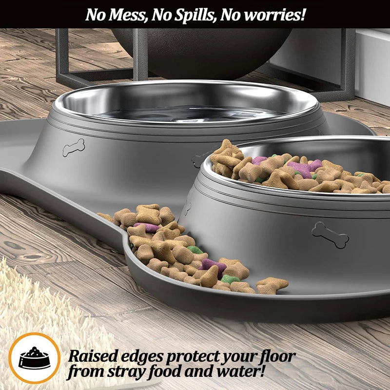 Stainless Steel Double Pet Bowl Set