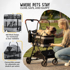 3-in-1 Compact-Fold All-Terrain Pet Stroller for Small Dogs & Cats in Gray
