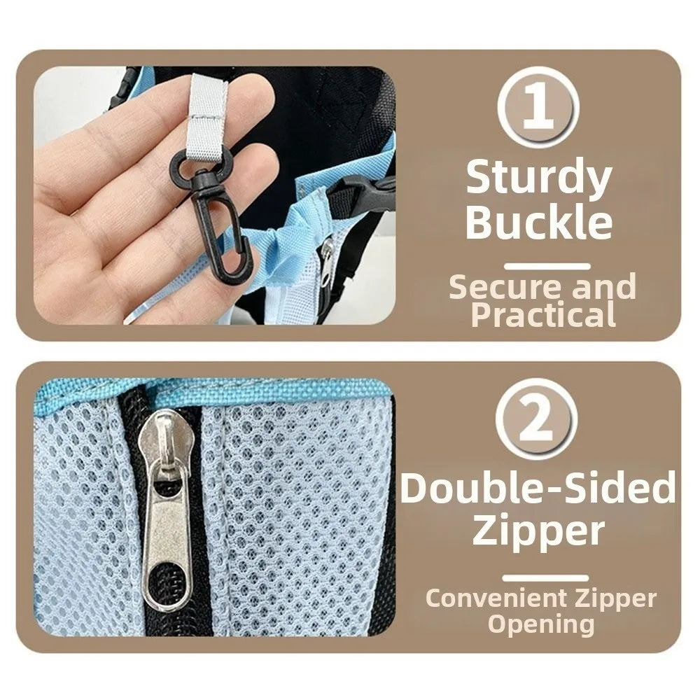 Hands-Free Dog Front Carrier (Mesh, Double Shoulder, Portable)