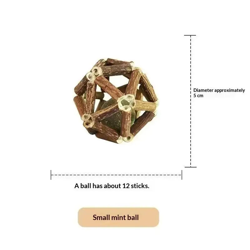 Natural Wood Knotweed Cat Teething Sticks — Sisal Rope & Raffia